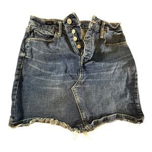 Old Navy High Rise Secret Pockets Denim Mini Skirt Ragged Hem 6